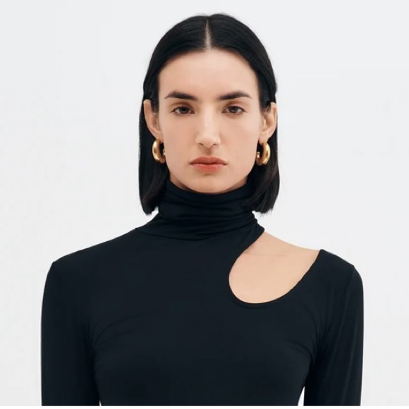 Marcellamoda New York Allegra Navy Cutout Turtle Neck Long Sleeve Jersey - Picture 8 of 8